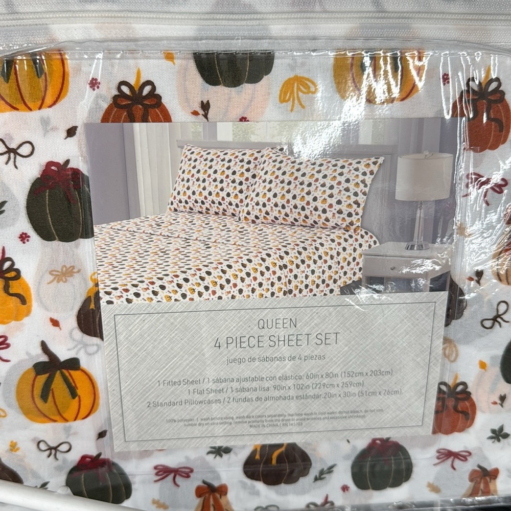 Fall Queen Sheet Set - Autumn Colors - Picture 2 of 2
